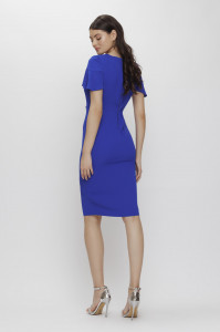 Rochie 'Arina' albastru regal conică cu volane - Img 3
