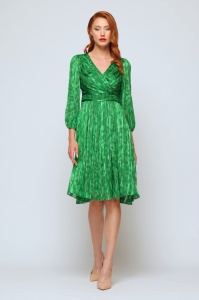 Rochie 'Aubrielle' verde din voal imprimat - Img 5