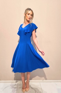 Rochie 'Cara' albastru regal cu volane - Img 5