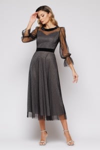 Rochie 'Celia' midi din satin si tulle - Img 3