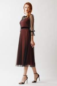 Rochie 'Celia' midi din satin si tulle - Img 3