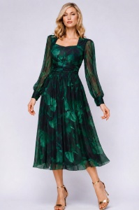 Rochie 'Dapfne' din mătase naturală imprimată