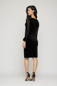 Rochie 'Dorothy' din catifea animal print cu șliț frontal - Img 7