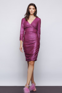 Rochie 'Eris' magenta din lurex sidefat - Img 1