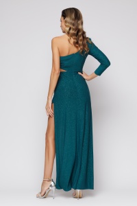 Rochie 'Kendall' verde din lurex cu decupaj - Img 4