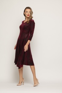 Rochie 'Kendra' bordeaux din catifea texturată - Img 4
