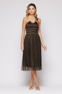 Rochie 'Khloe' neagră din tulle sidefat - Img 1