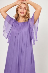 Rochie 'Lille' lavandă din mătase naturală și cristale - Img 2