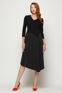 Rochie 'Lindsay' din tricot cu bust din tricot si fustă amplă - Img 4