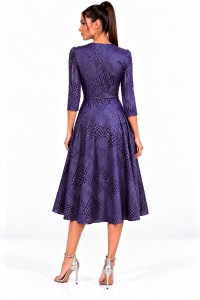 Rochie midi evazată violet cu pliuri - Img 4