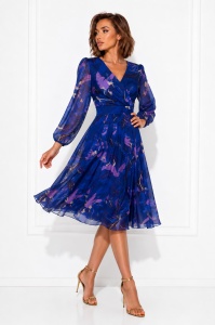 Rochie 'Nicolle' din mătase naturală imprimată și vâscoză