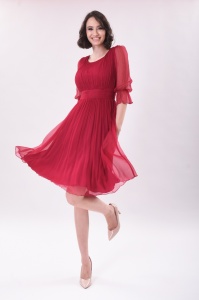 Rochie roșie din mătase naturală - Img 3