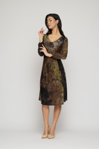 Rochie 'Solange' din jerse texturat arămiu - Img 4