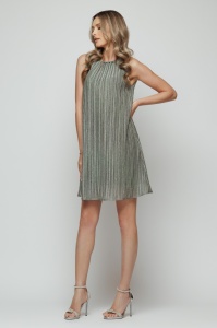 Rochie 'Sophie' scurtă plisată cu fir lurex irizat - Img 3