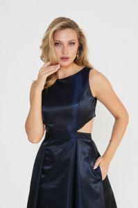 Rochie 'Vivienne' maxi satinata cu decupaje - Img 4