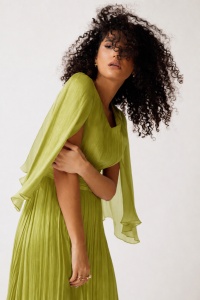 Rochie 'Zareea' verde lime cu mâneci ample - Img 3