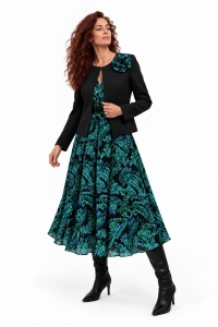 Taior elegant negru cu floare 3D și imprimeu floral - Img 2