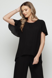 Top 'Elina' negru lejer cu mâneci fluture - Img 1