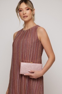 Clutch elegant cu efect glitter rose