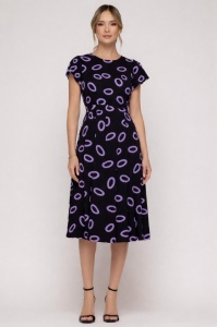 Compleu format din rochie și sacou negru cu floare decorativă - Img 2