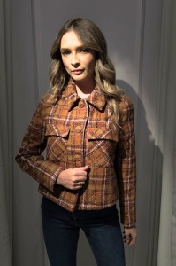 Jachetă 'Emily' cărămizie matlasată cu imprimeu in carouri - Img 3