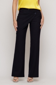 Pantaloni bleumarin evazați cu design petrecut