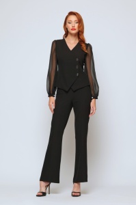 Pantaloni 'Carina' negri evazați - Img 3
