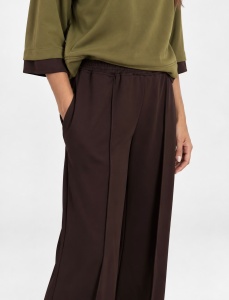 Pantaloni maro închis lejeri cu talie elastică - Img 3