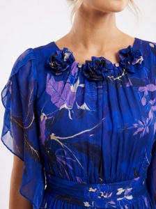 Rochie 'Alessia' lungă din mătase naturală imprimată și vâscoză - Img 2