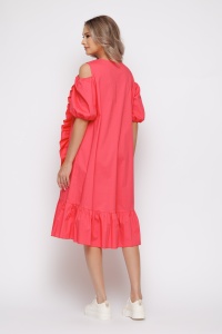 Rochie 'Annabelle' roz din bumbac cu volane - Img 6