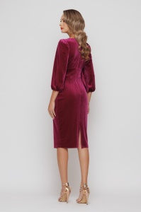 Rochie 'Arya' fucsia conică din catifea - Img 5