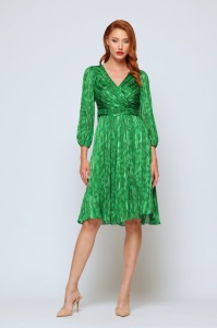 Rochie 'Aubrielle' verde din voal imprimat - Img 2