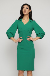 Rochie 'Ava' verde office cu guler - Img 1