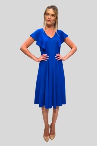 Rochie 'Cara' albastru regal cu volane - Img 1