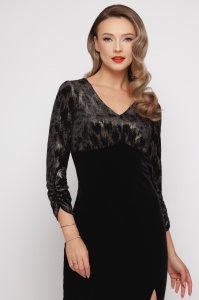 Rochie 'Corinne' conică din catifea peculizată cu auriu - Img 5