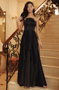 Rochie 'Courtney' asimetrică cu inserții din tulle strălucitor - Img 1