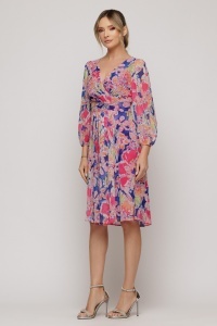 Rochie din voal cu print floral multicolor - Img 3