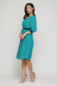 Rochie 'Eizabeth' albastru turquoise cu detalii din catifea - Img 4