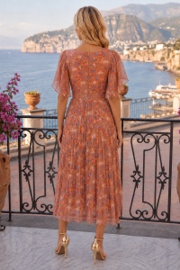 Rochie 'Elia' din voal imprimat cu reflexii sidefate - Img 4