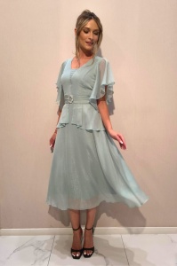 Rochie 'Elysa' bleu ciel din voal sidefat - Img 2