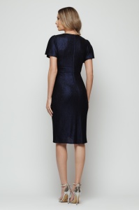Rochie 'Giselle' bleumarin închis cu floare aplicată - Img 5