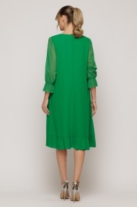 Rochie 'Ivonne' verde cu mâneci din tulle sidefat - Img 5