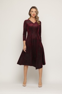 Rochie 'Kendra' bordeaux din catifea texturată