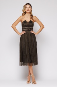 Rochie 'Khloe' neagră din tulle sidefat - Img 3