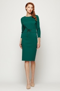 Rochie 'Lillian' verde din tricot cu brâu tip corset - Img 2