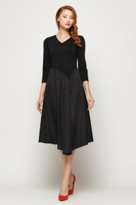 Rochie 'Lindsay' din tricot cu bust din tricot si fustă amplă - Img 2