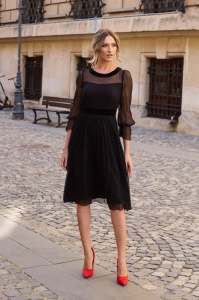 Rochie 'Mathilde' neagră din mătase naturală - Img 5