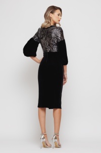 Rochie 'Maybelle' din catifea cu aplicații argintii - Img 5