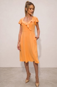 Rochie 'Mirra' orange evazată cu volane - Img 2