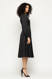 Rochie 'Olivia' midi din satin cu fundițe din catifea - Img 2